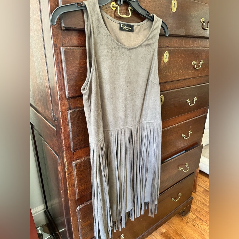 KLD olive green faux suede dress in small